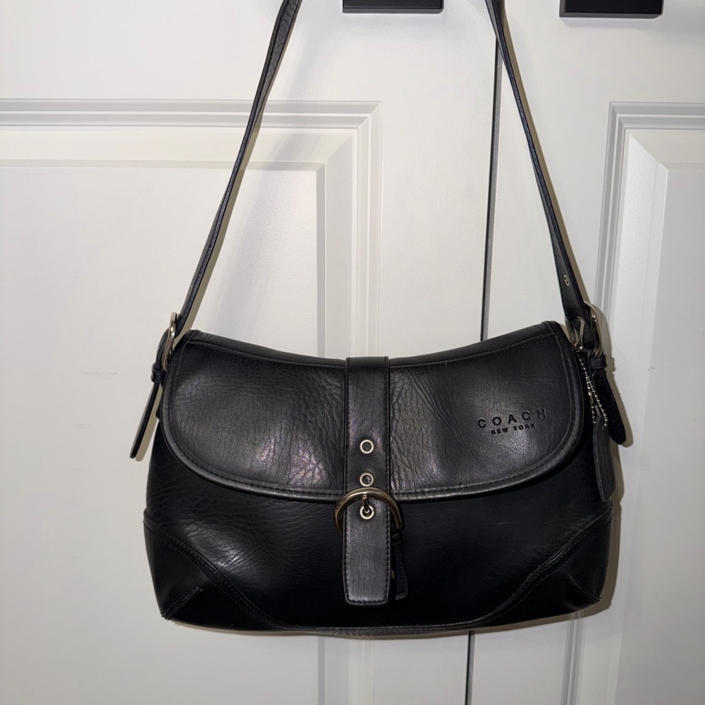 Coach Classic Black Leather Shoulder Bag